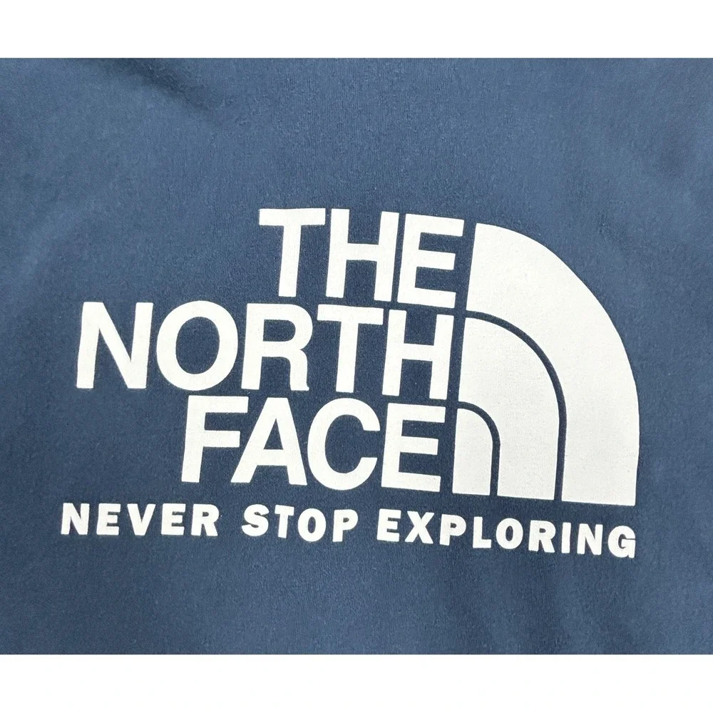 The‎ North Face Hoodie Mens Medium Blue Graphic Half Dome Logo Pullover M